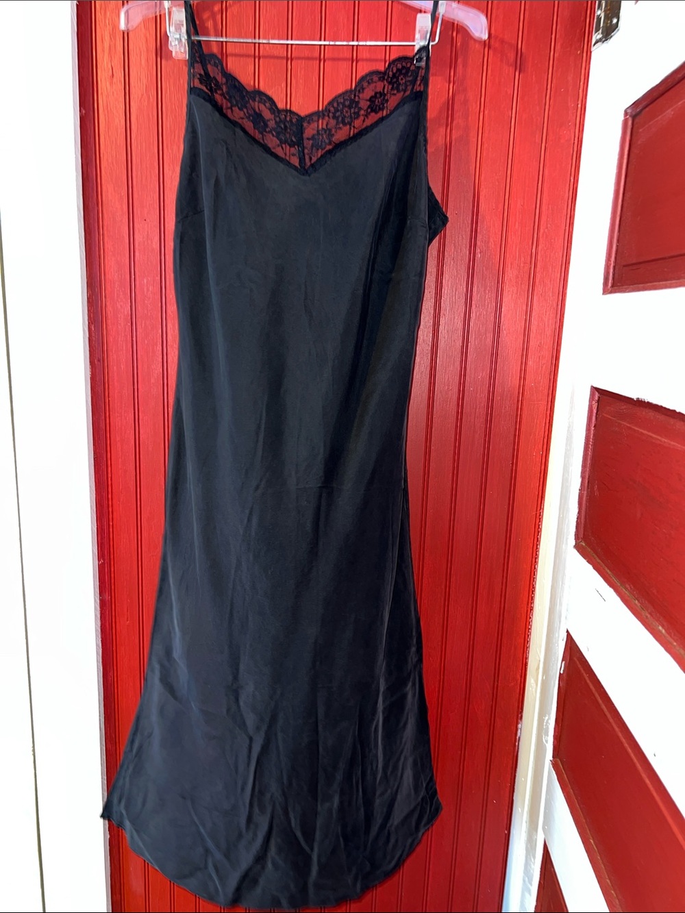 Vintage Silk Black Slip Dress Size 8